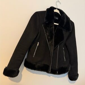 Etam Black Faux Fur Women's Teddy Jacket